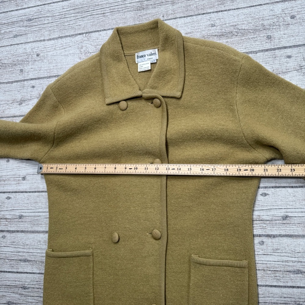 Vintage Franco Valeri Sweater Womens Small Tan Wool Double Breasted Knit Outdoor - Picture 4 of 6